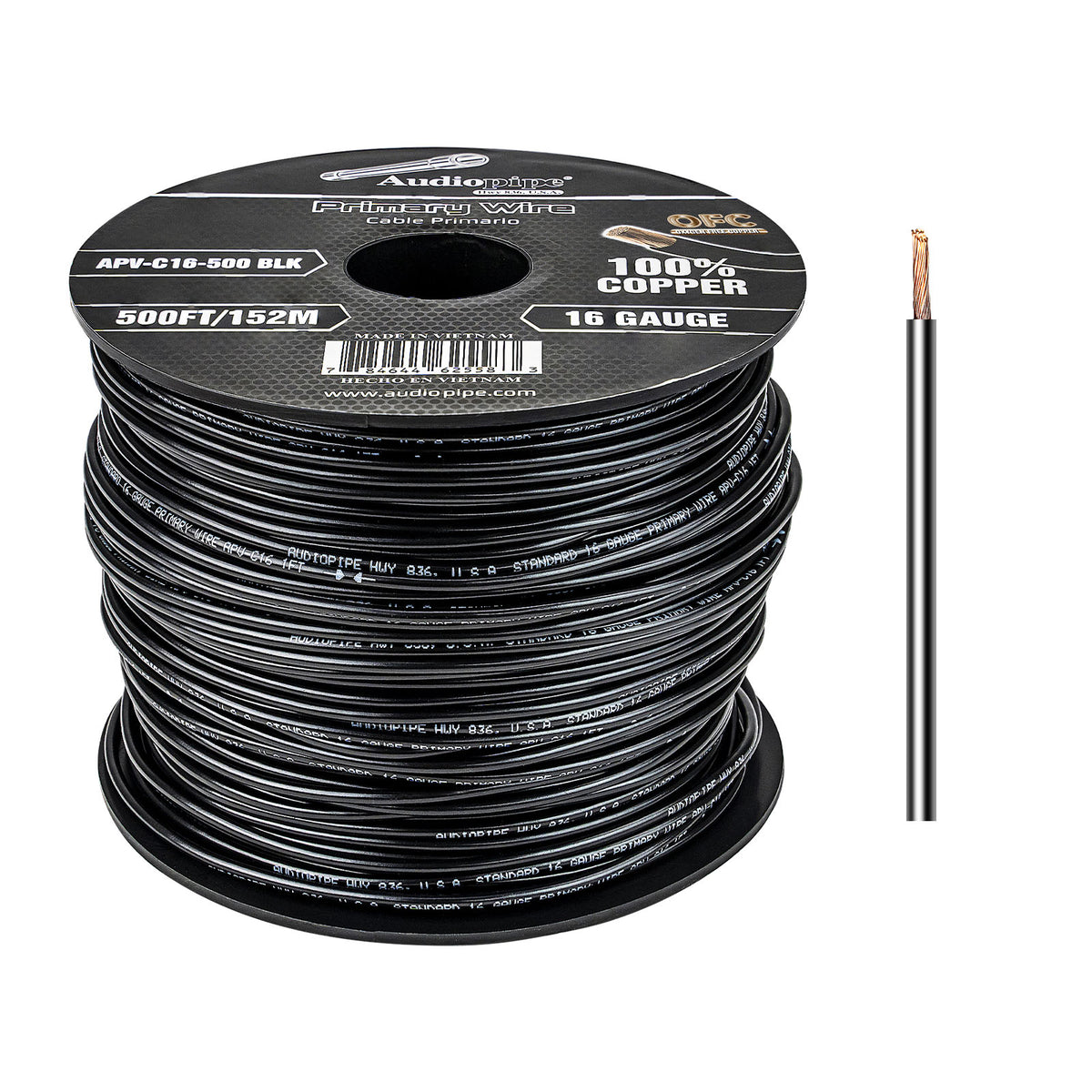 APV-C16-500 BLK 500Ft 16 Gauge Black Primary Wire