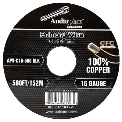500Ft 16 Gauge Black Primary Wire (APV-C16-500 BLK)
