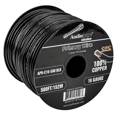 500Ft 16 Gauge Black Primary Wire (APV-C16-500 BLK)