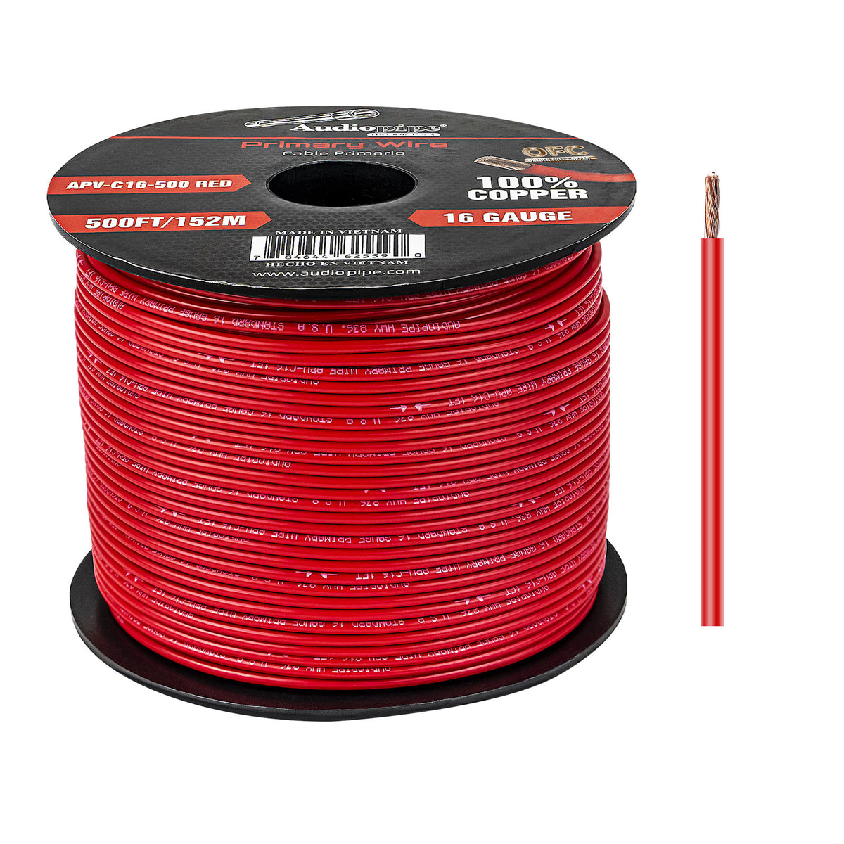 APV-C16-500 RED 500Ft 16 Gauge Red Primary Wire