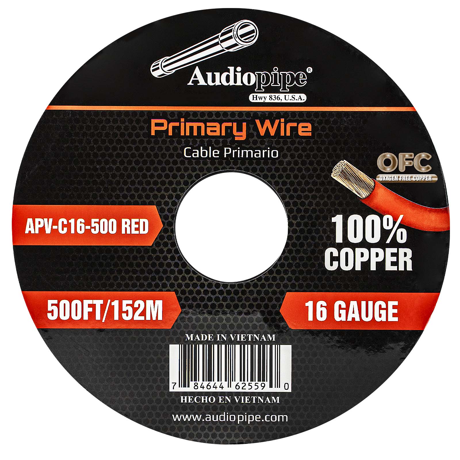 500Ft 16 Gauge Red Primary Wire (APV-C16-500 RED)