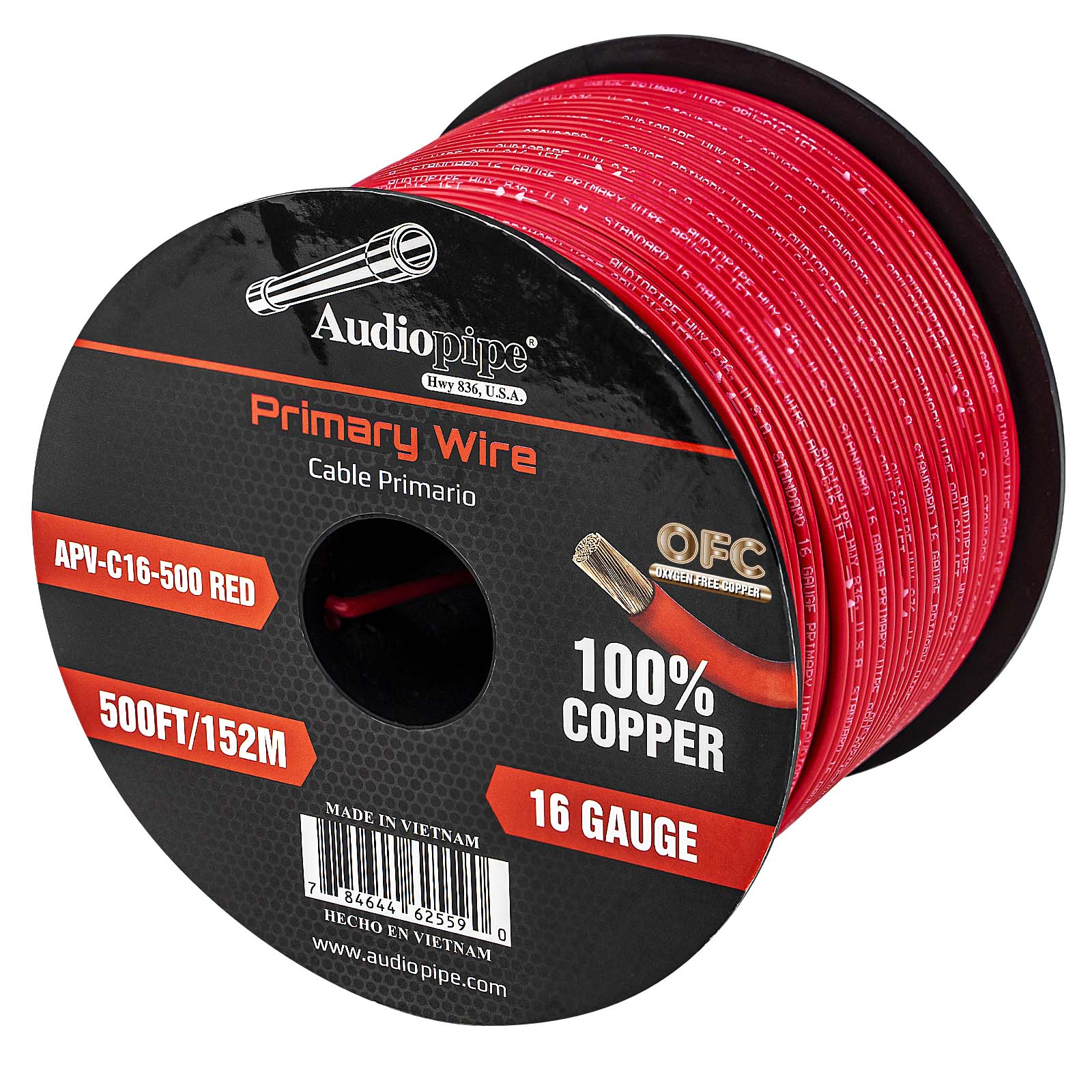 500Ft 16 Gauge Red Primary Wire (APV-C16-500 RED)