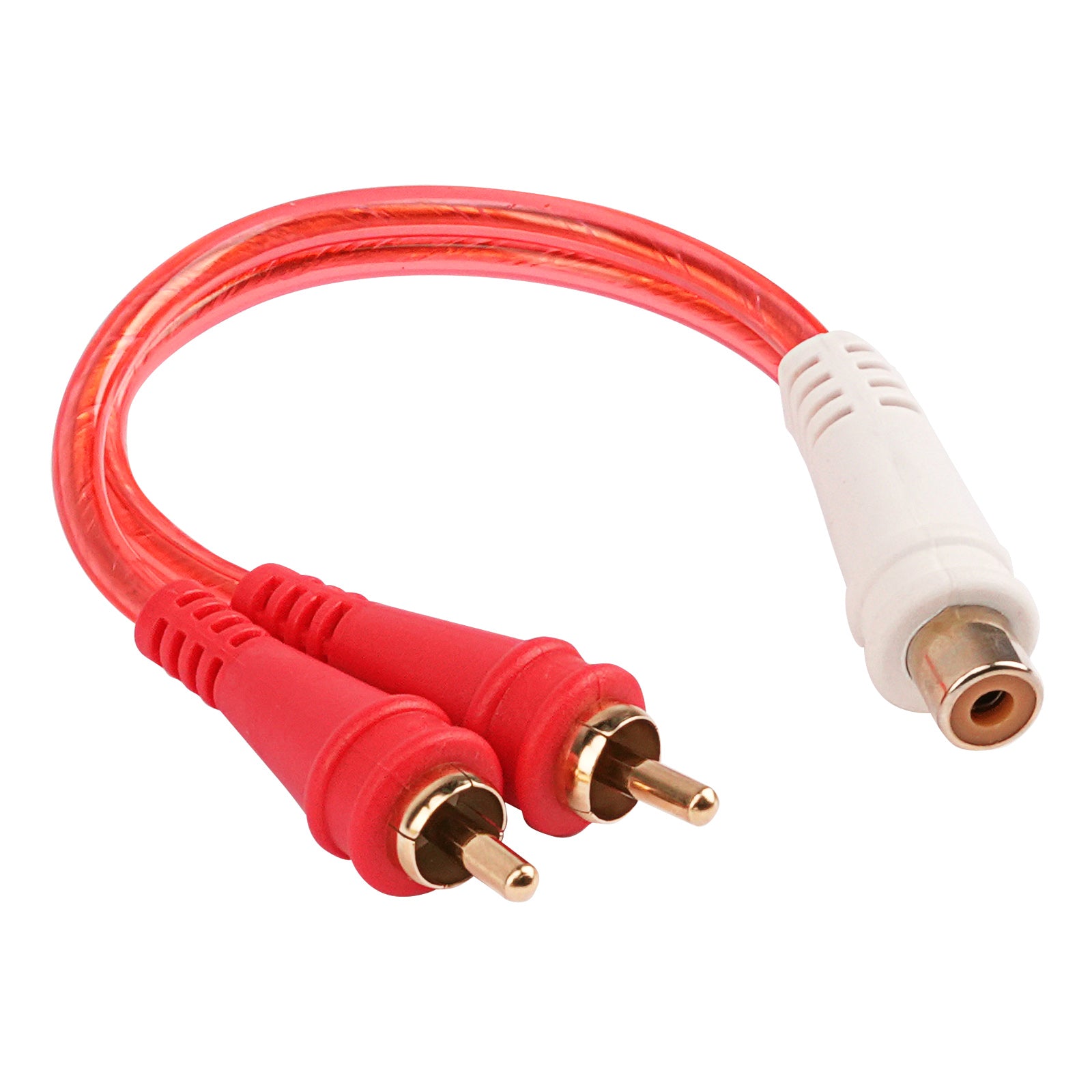 2 RCA Male To 1 Phono Female Y-Splitter Adapter Cable – 1m, Gold Plated, 3.5mm Female To RCA Male, Audio Splitter