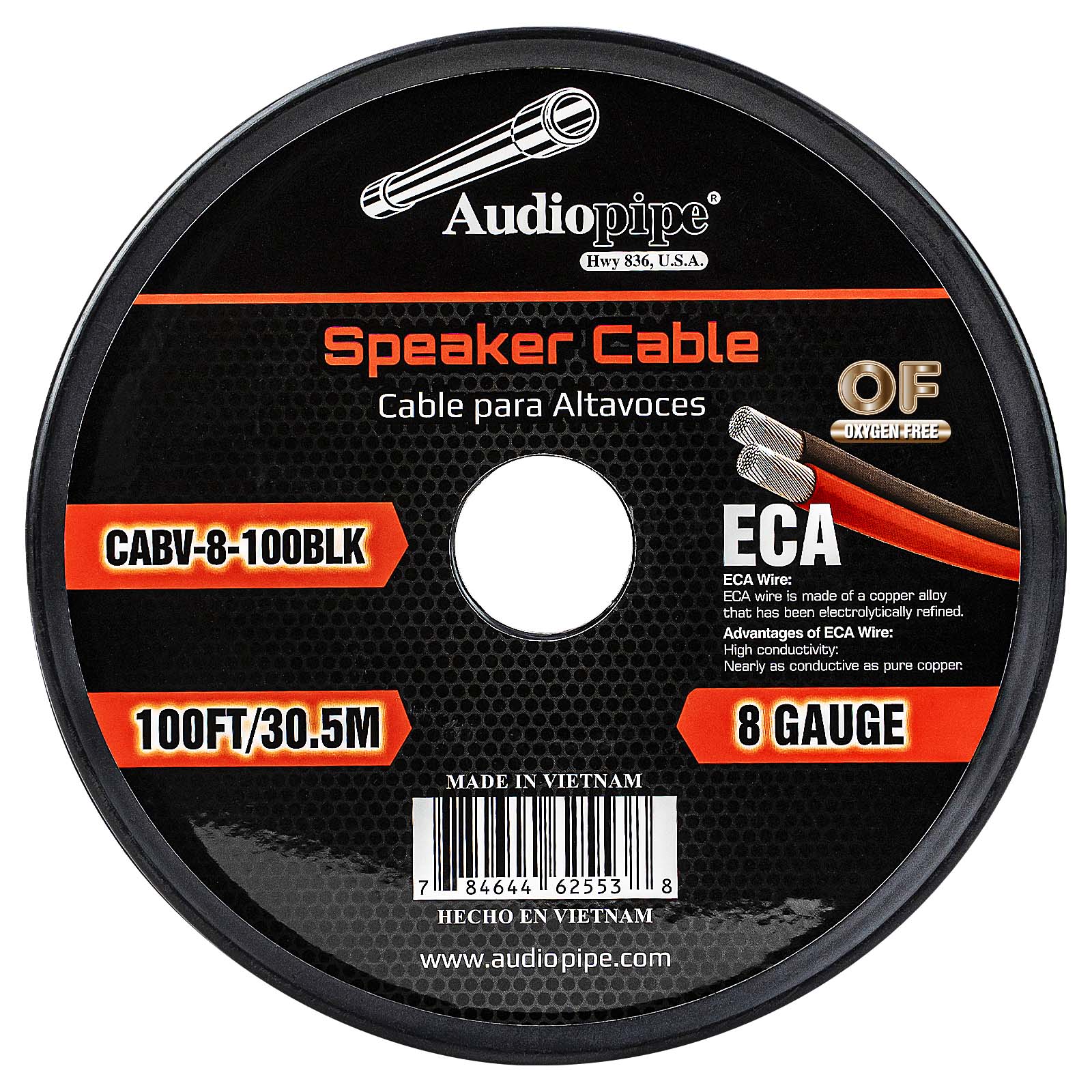 100FT 8AWG Speaker Cable (CABV-8-100 BLK)
