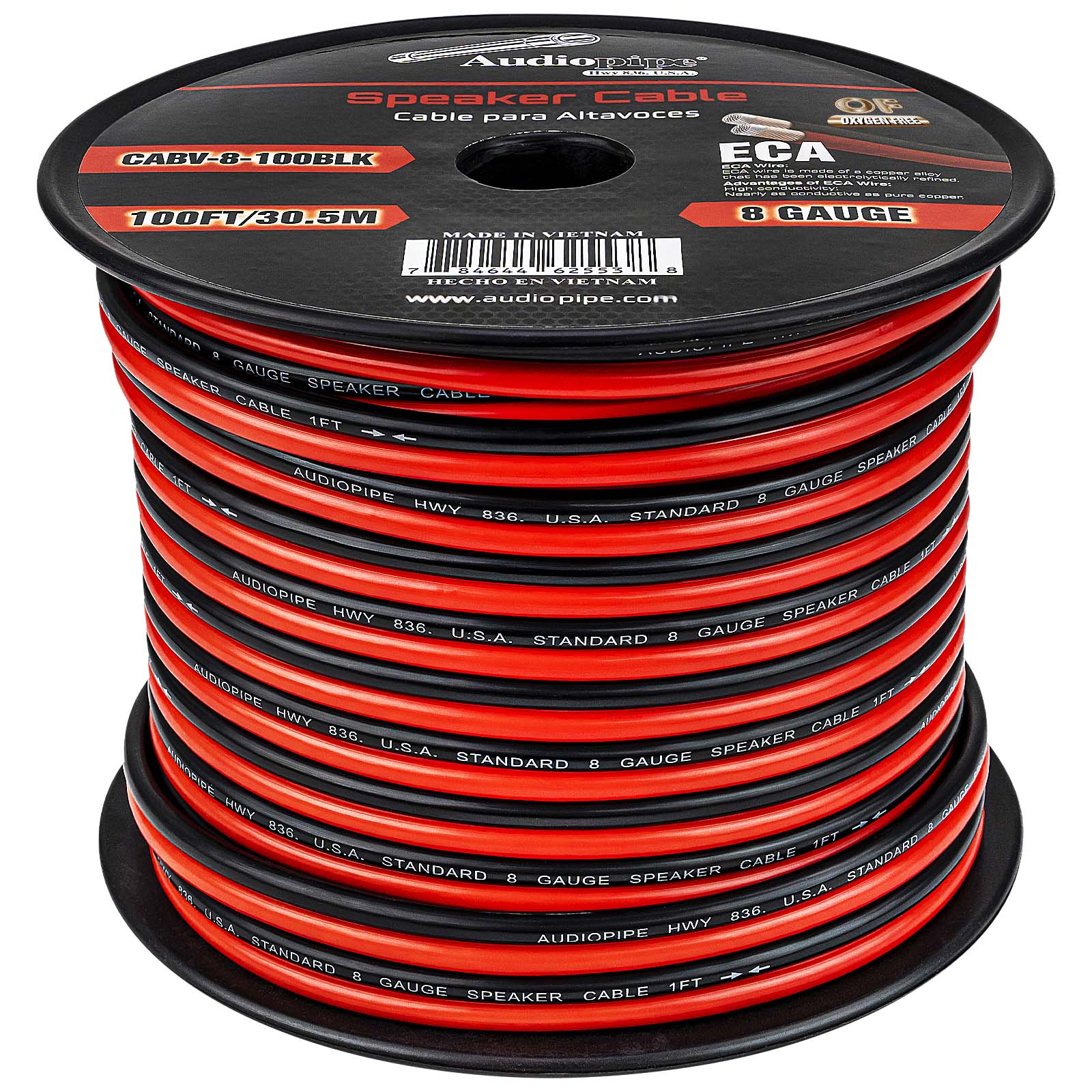 100FT 8AWG Speaker Cable (CABV-8-100 BLK)