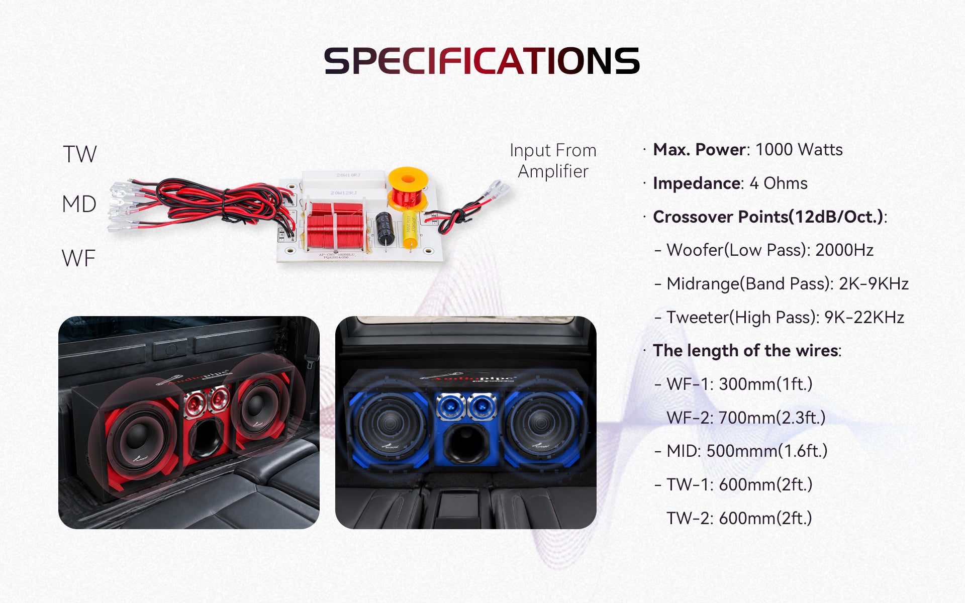 CRX-3000-CHU 3-Way Passive Crossover, Sold individually – Audiopipe