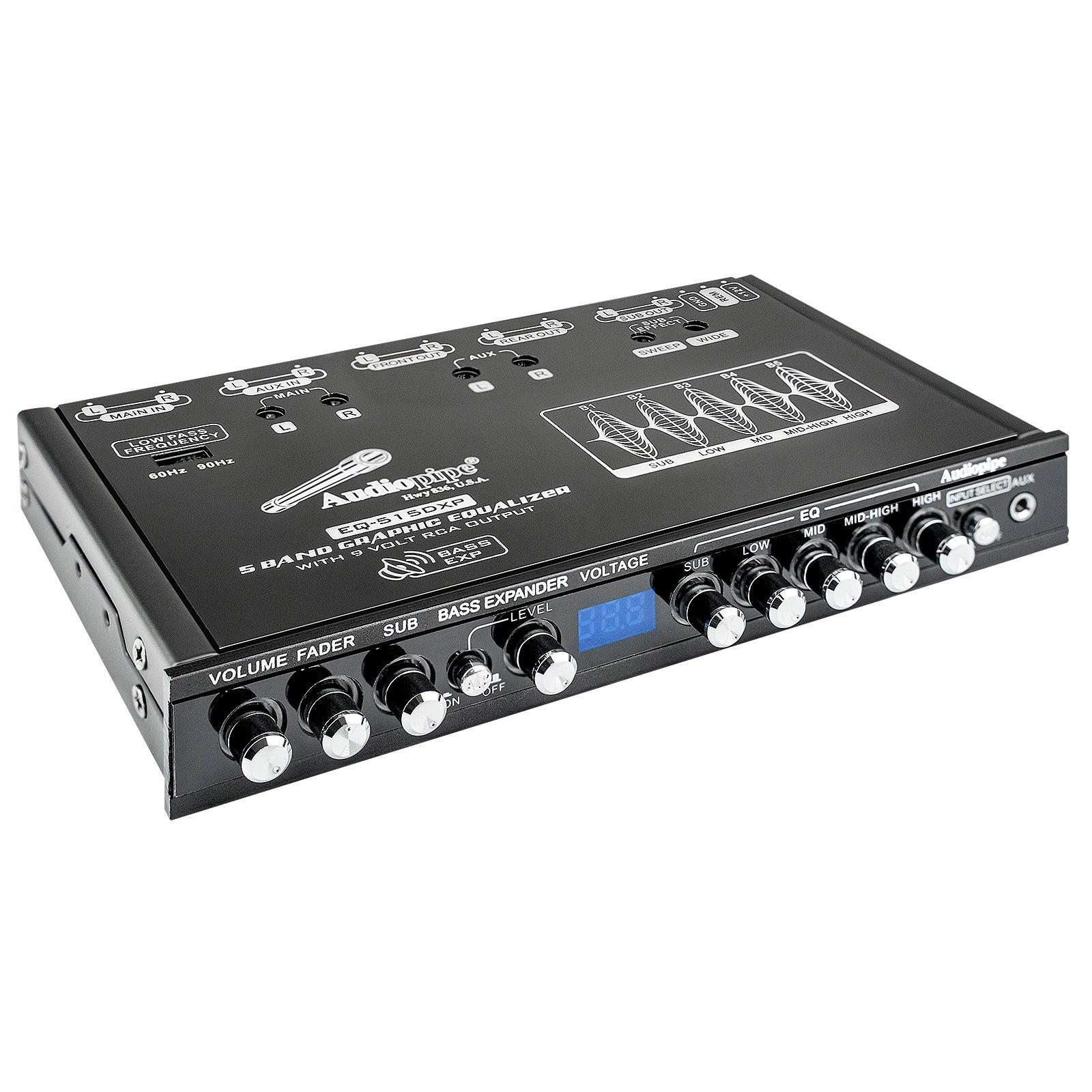 Audiopipe 5 Band Graphic Equalizer with 9 Volt RCA Output (EQ-515DXP)