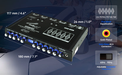 Audiopipe 5 Band Graphic Equalizer with 9 Volt RCA Output (EQ-515DXP)