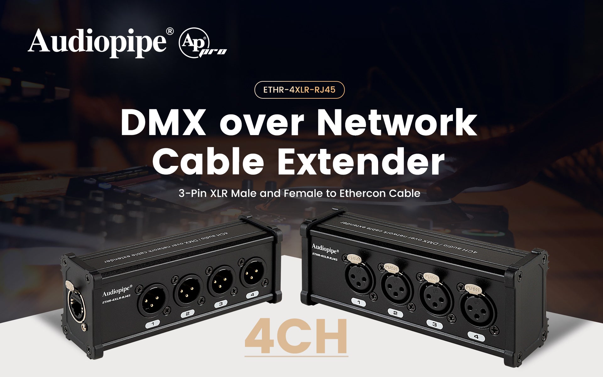 4 Channel DMX Over Network Cable Extender (ETHR-4XLR-RJ45