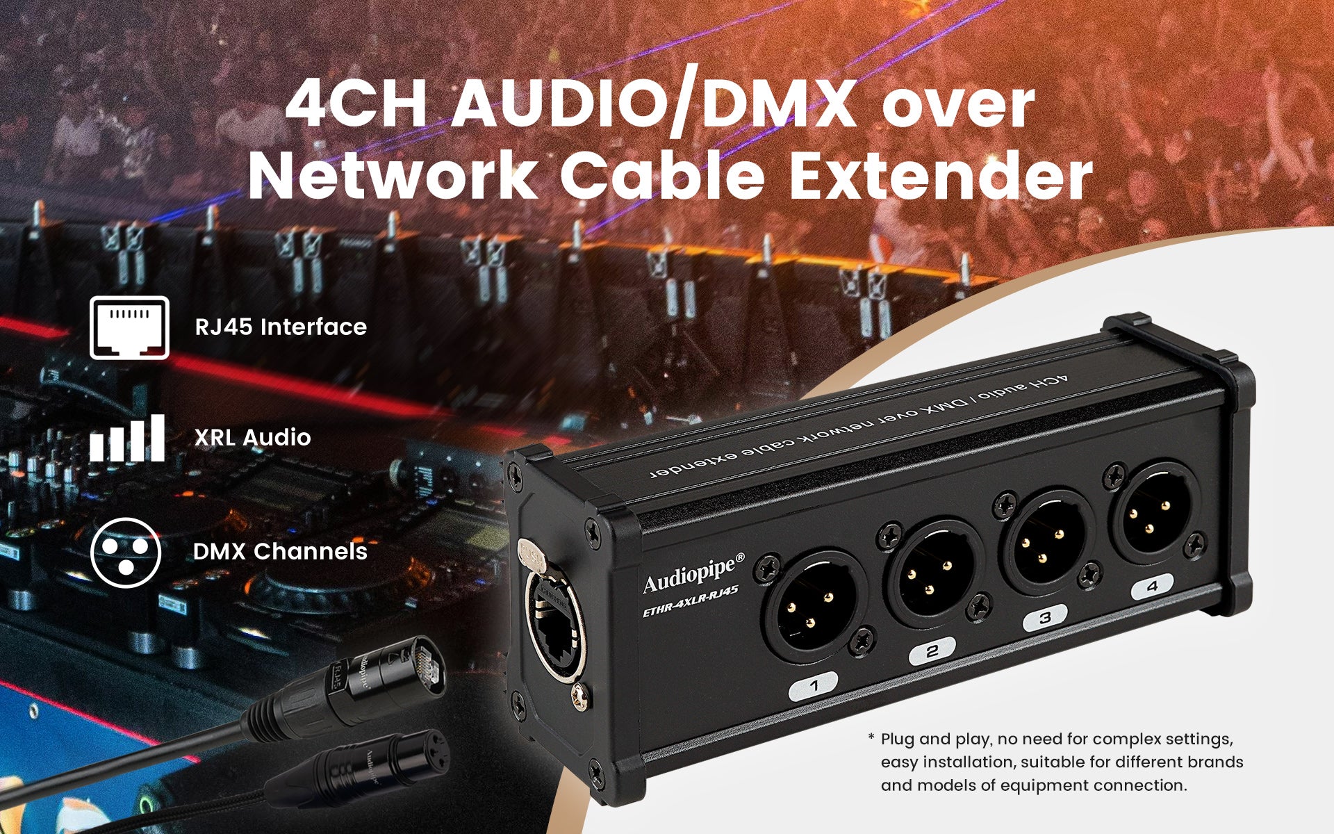 4 Channel DMX Over Network Cable Extender (ETHR-4XLR-RJ45 4 Channel DMX Over Network Cable Extender (ETHR-4XLR-RJ45