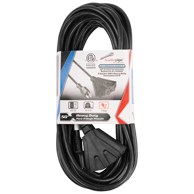 50Ft 3-Outlet Heavy Duty Extension Cord (EX-PRO312-50BLK)