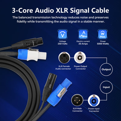 3Ft Extension Power Cable with Audio XLR Connectors (EX-PWC-AUD-3)