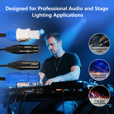 3Ft Extension Power Cable with Audio XLR Connectors (EX-PWC-AUD-3)