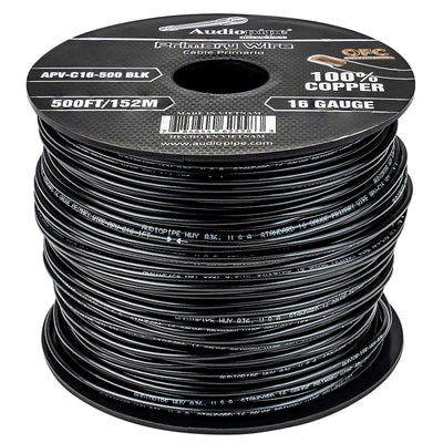 500Ft 16 Gauge Black Primary Wire (APV-C16-500 BLK)