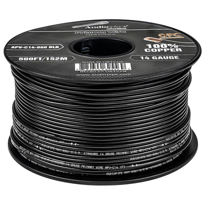 500Ft 14 Gauge Black Primary Wire (APV-C14-500 BLK)