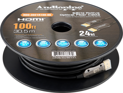 100Ft 8K Active Optical Fiber HDMI Cable (HDO-3D21R100-8K)