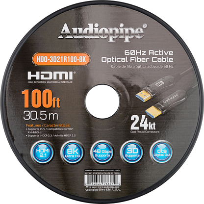 100Ft 8K Active Optical Fiber HDMI Cable (HDO-3D21R100-8K)