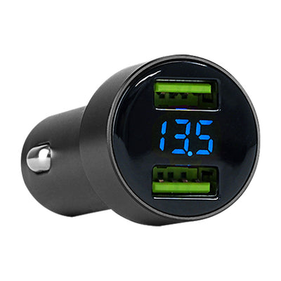Dual USB Car Charger with LED Voltmeter (NLD-350CLUBL)