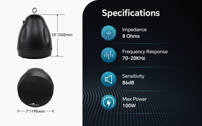 5-1.4” 2-Way Pendant Hanging Speaker (ODP-HS-518WH), Sold individually