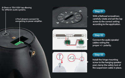 5-1.4” 2-Way Pendant Hanging Speaker (ODP-HS-518WH), Sold individually
