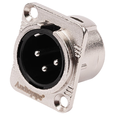 3 PIN XLR Male Chassis Socket (PRA-3MD-NKL)