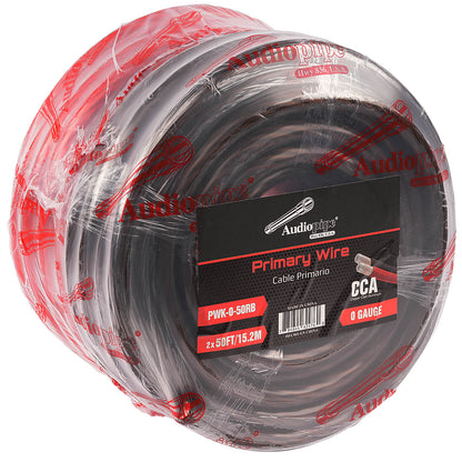 50Ft 0 Gauge Black and 50Ft 0 Gauge Red Primary Wire (PWK-0-50RB)