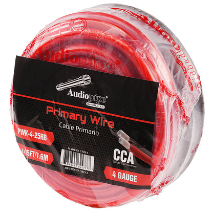 25Ft 4 Gauge Black and 25Ft 4 Gauge Red Primary Wire (PWK-4-25RB)