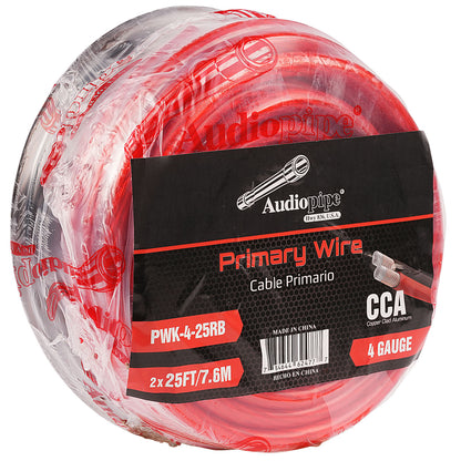 25Ft 4 Gauge Black and 25Ft 4 Gauge Red Primary Wire (PWK-4-25RB)