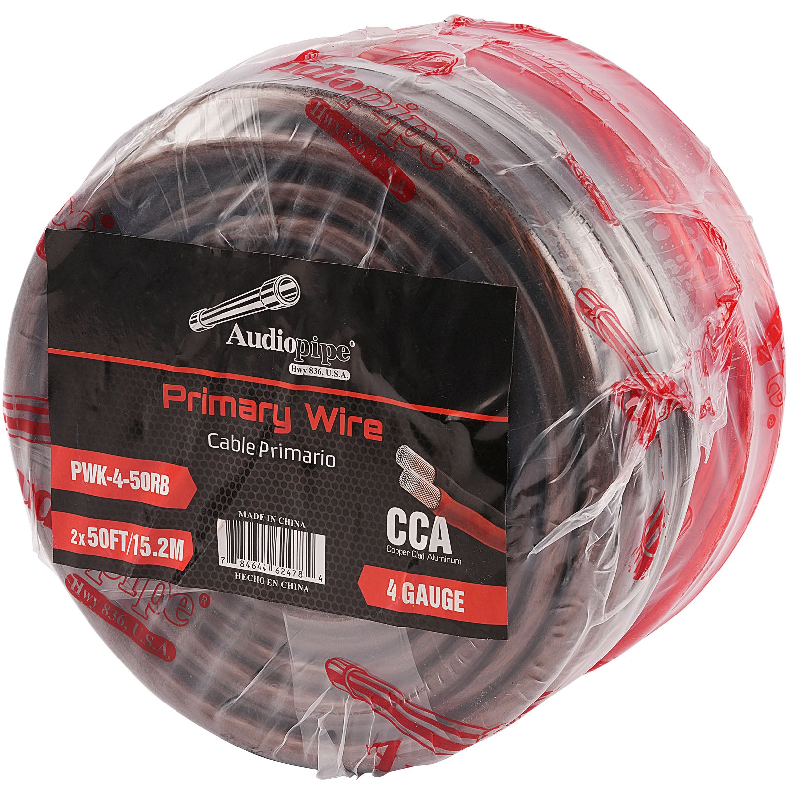 50Ft 4 Gauge Black and 50Ft 4 Gauge Red Primary Wire (PWK-4-50RB)