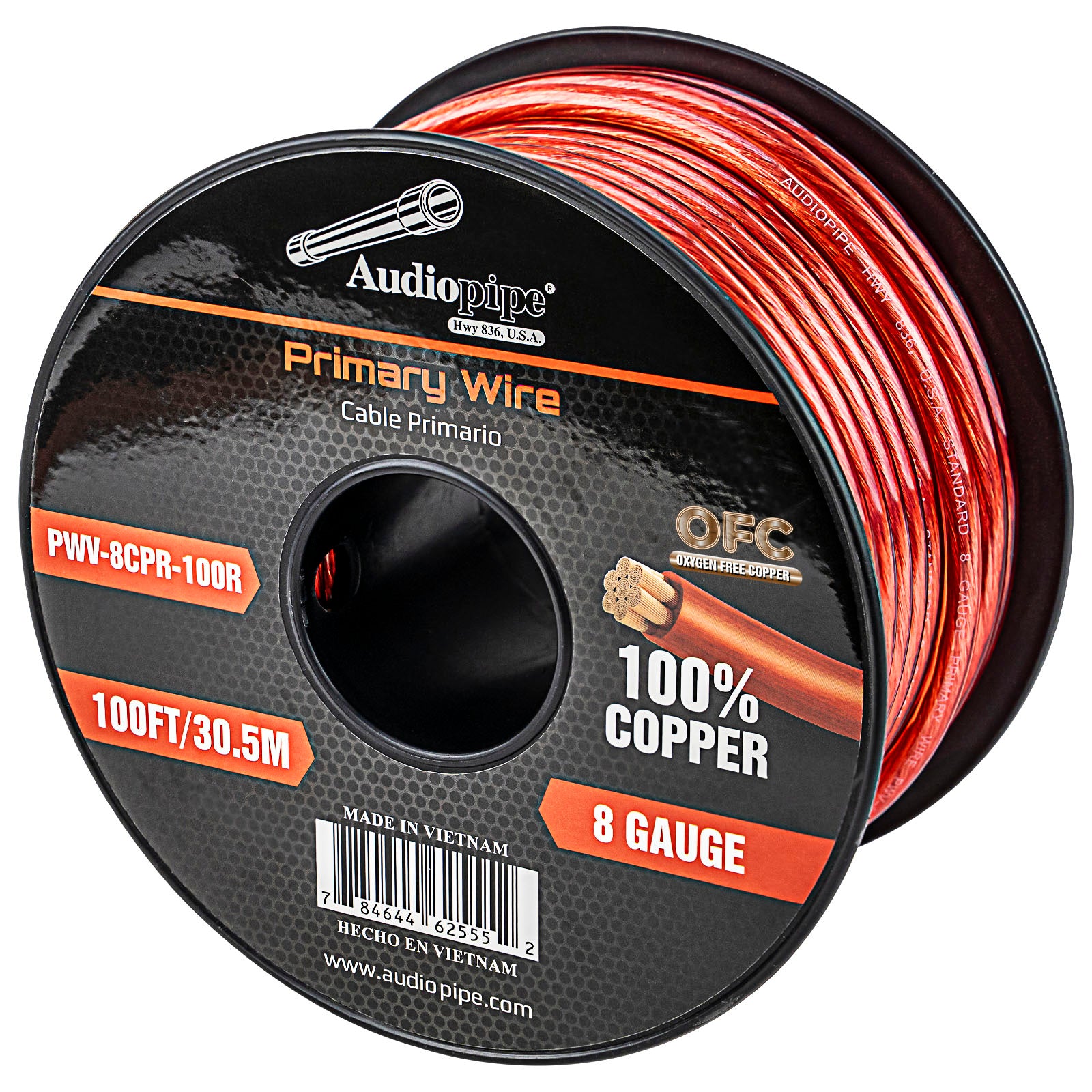 100Ft 8 Gauge Primary Wire (PWV-8CPR-100R)