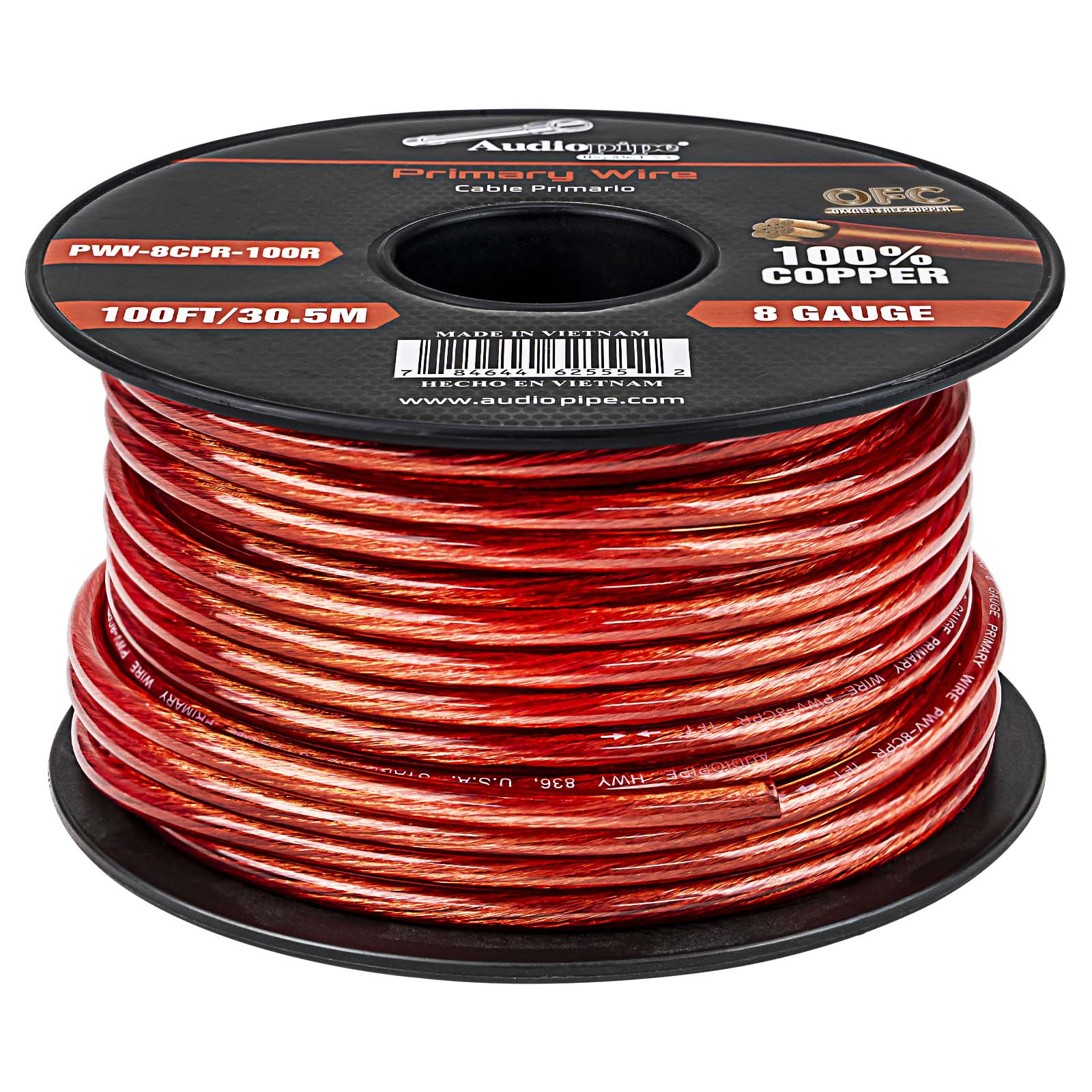 100Ft 8 Gauge Primary Wire (PWV-8CPR-100R)