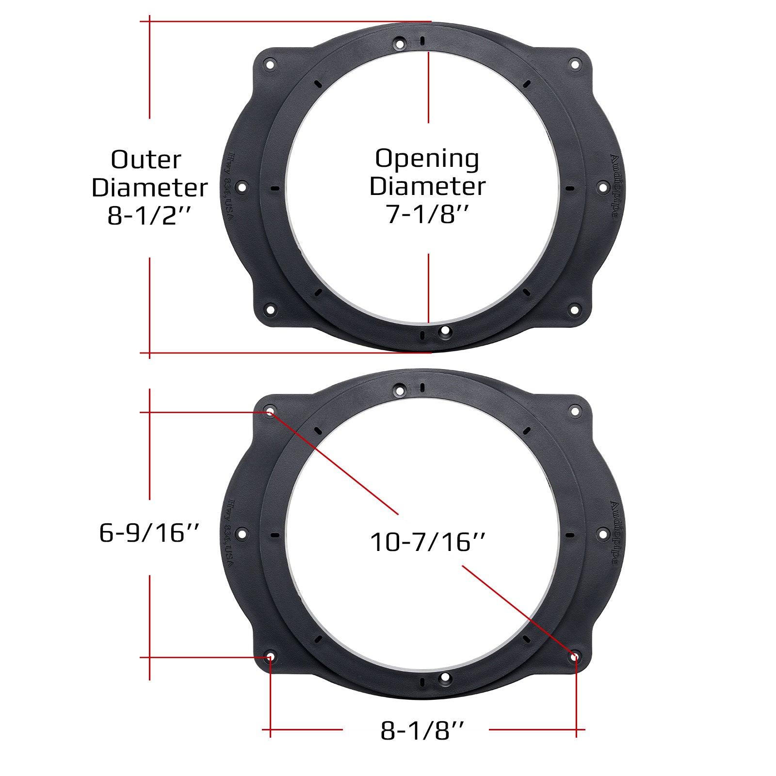 8" Toyota Multi Model Factory Opening to Aftermarket Speakers Adapter Kit (RING-PVC-A69-8), Sold in pairs
