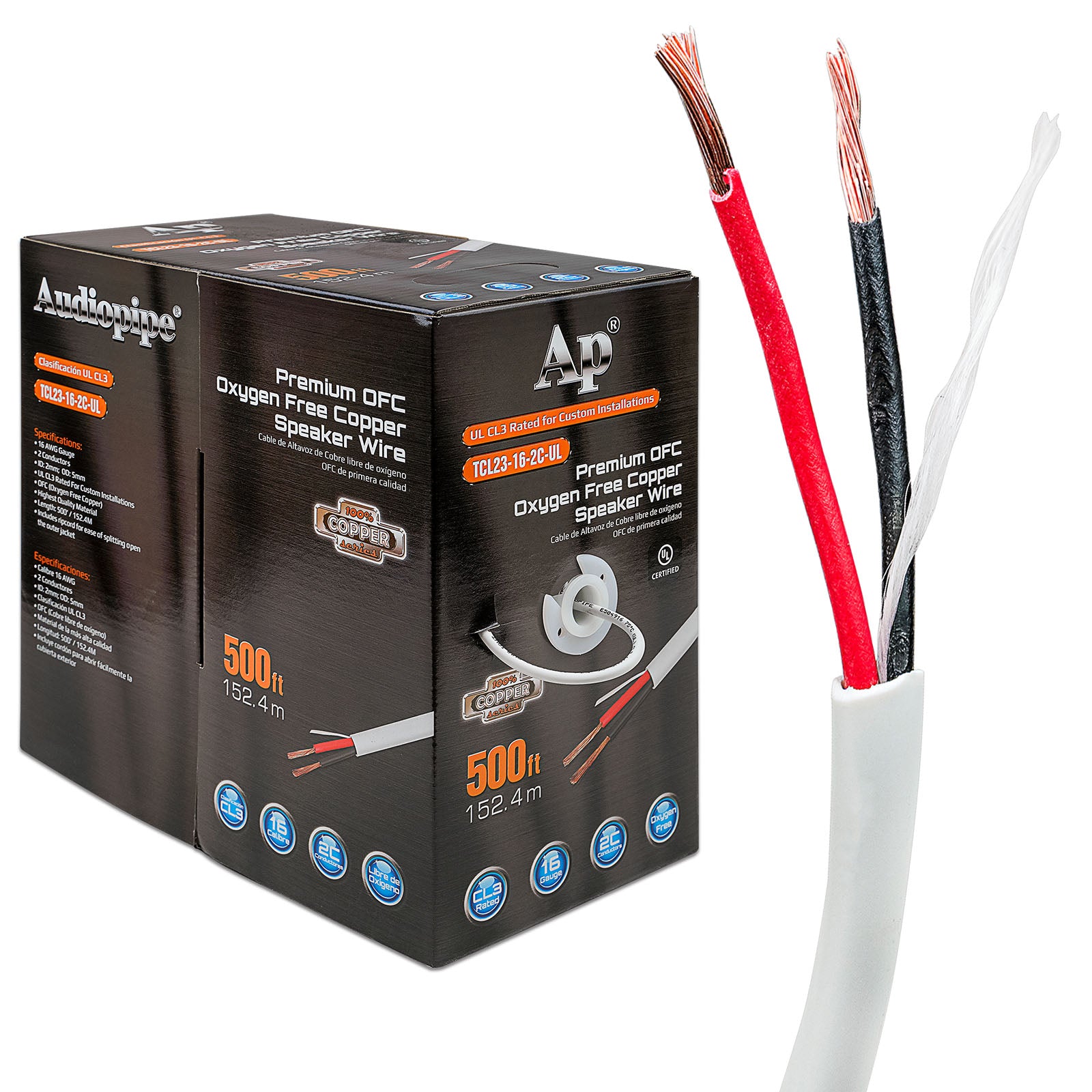 Premium 16 Gauge Oxygen Free Copper Speaker Wire (TCL23-16-2C-UL)