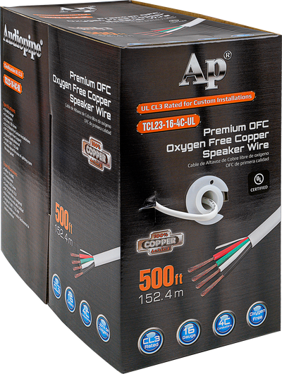 Premium 16 Gauge Oxygen Free Copper Speaker Wire (TCL23-16-4C-UL Premium 16 Gauge Oxygen Free Copper Speaker Wire (TCL23-16-4C-UL