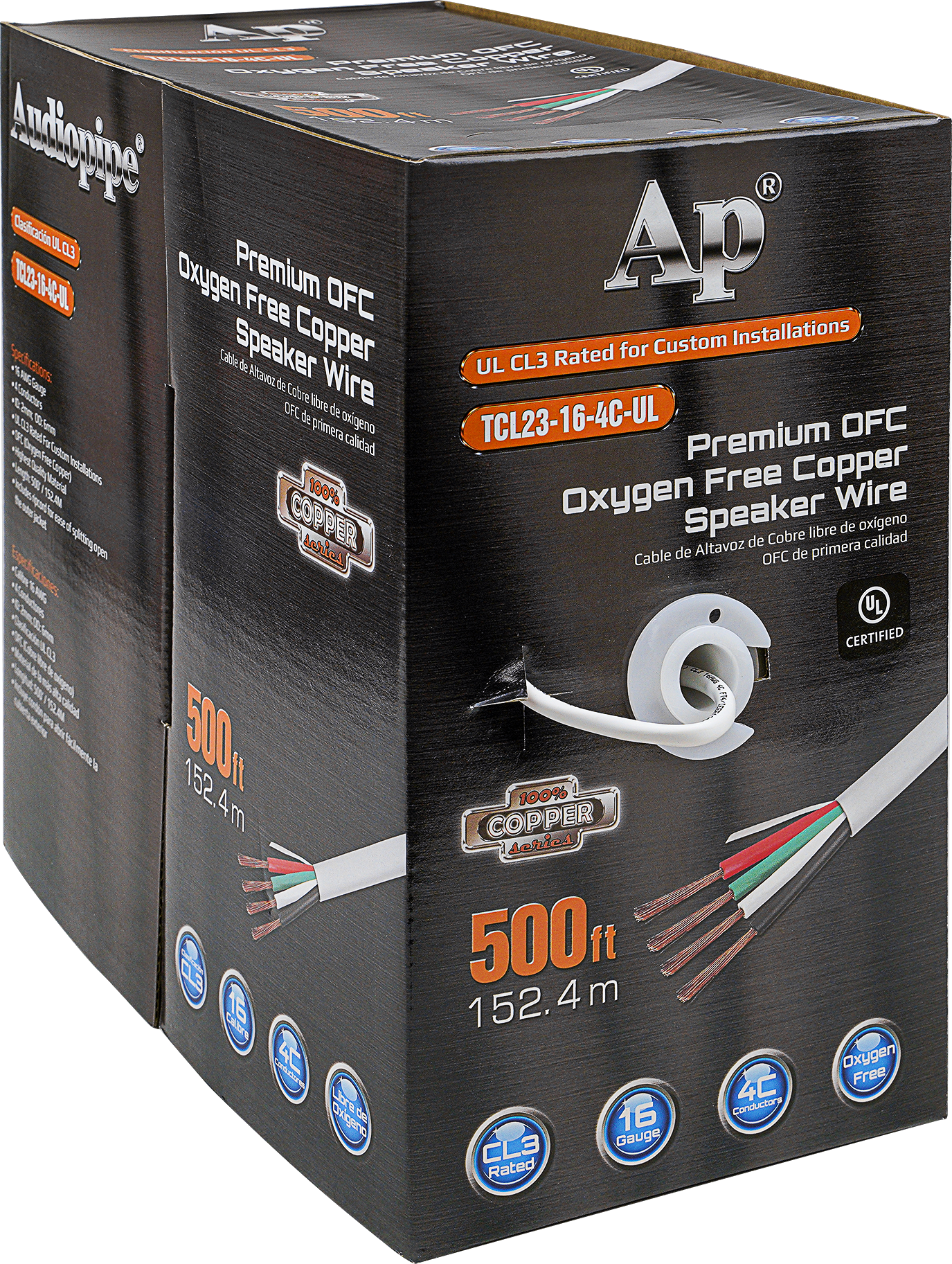 Premium 16 Gauge Oxygen Free Copper Speaker Wire (TCL23-16-4C-UL)