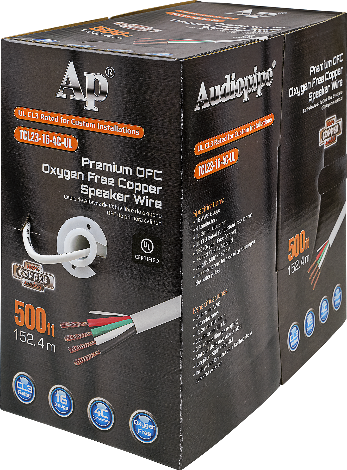 Premium 16 Gauge Oxygen Free Copper Speaker Wire (TCL23-16-4C-UL)