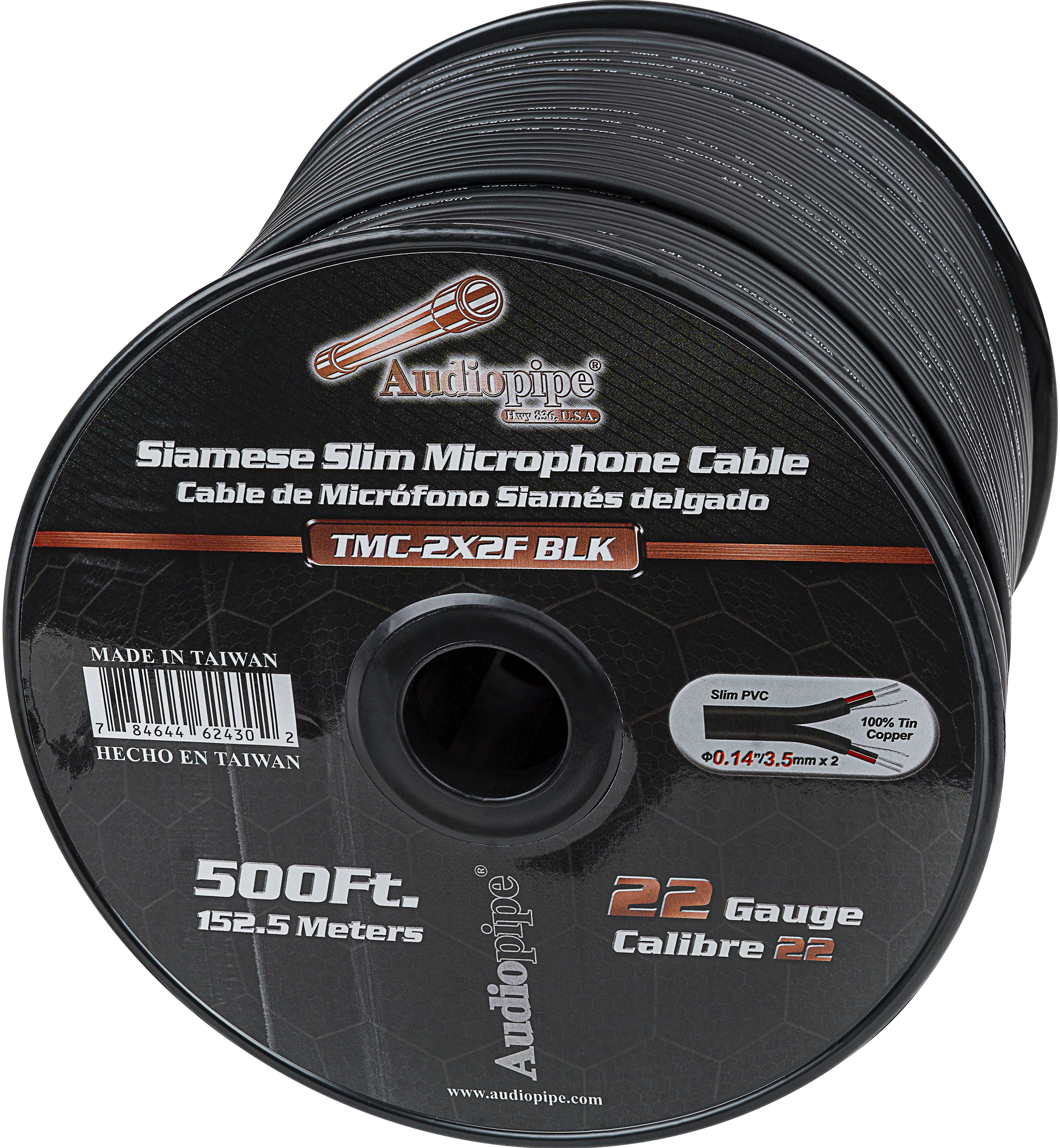 Siamese Slim Microphone Cable (TMC-2X2F-BLK)