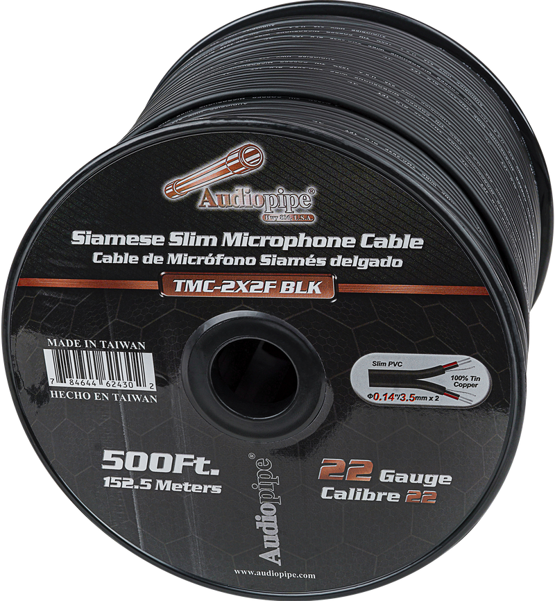 Siamese Slim Microphone Cable (TMC-2X2F-BLK)