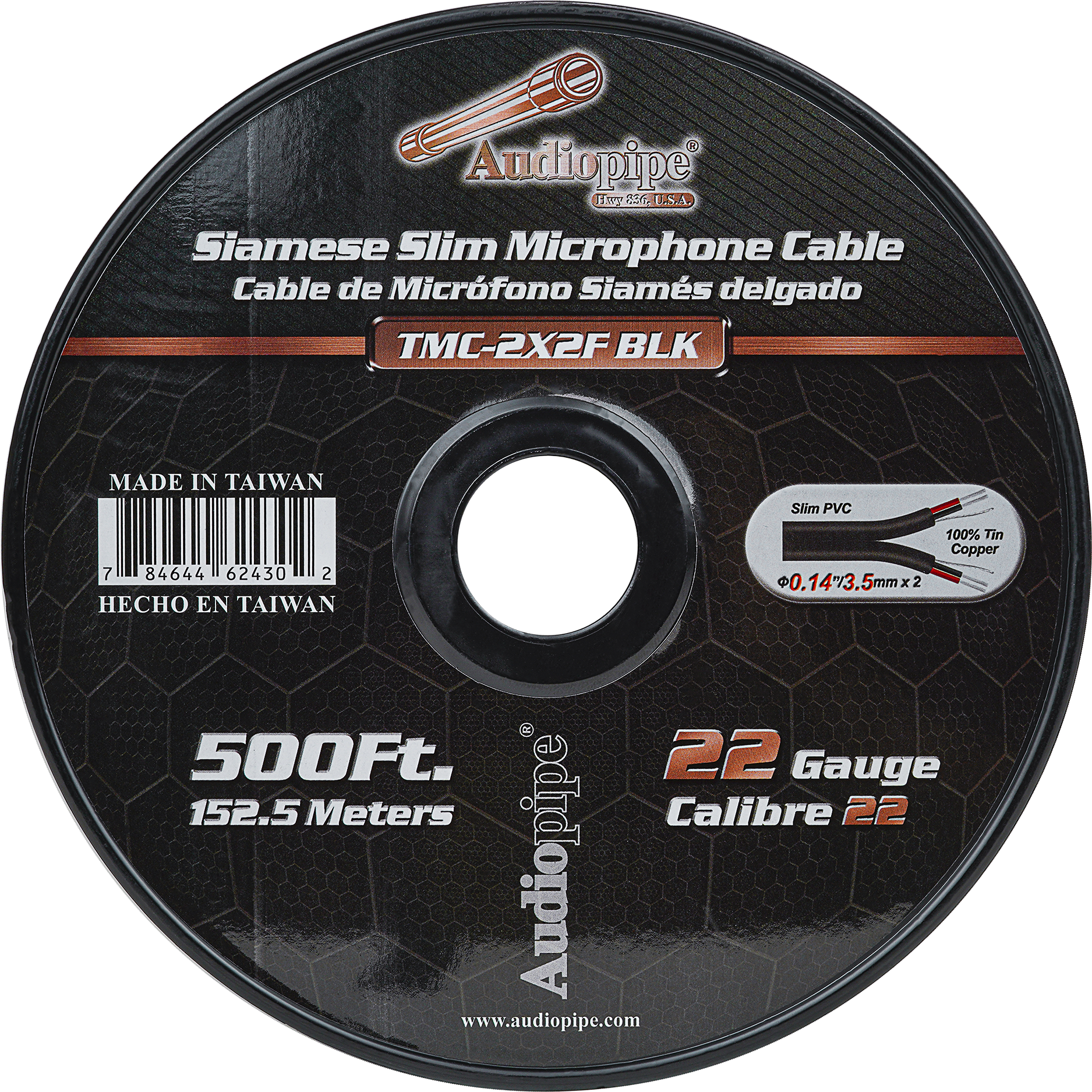 Siamese Slim Microphone Cable (TMC-2X2F-BLK)