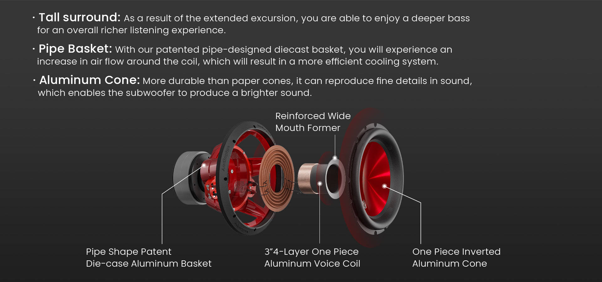 12" Eye Candy Aluminum Cone Subwoofer (TXX-APD-12RD)