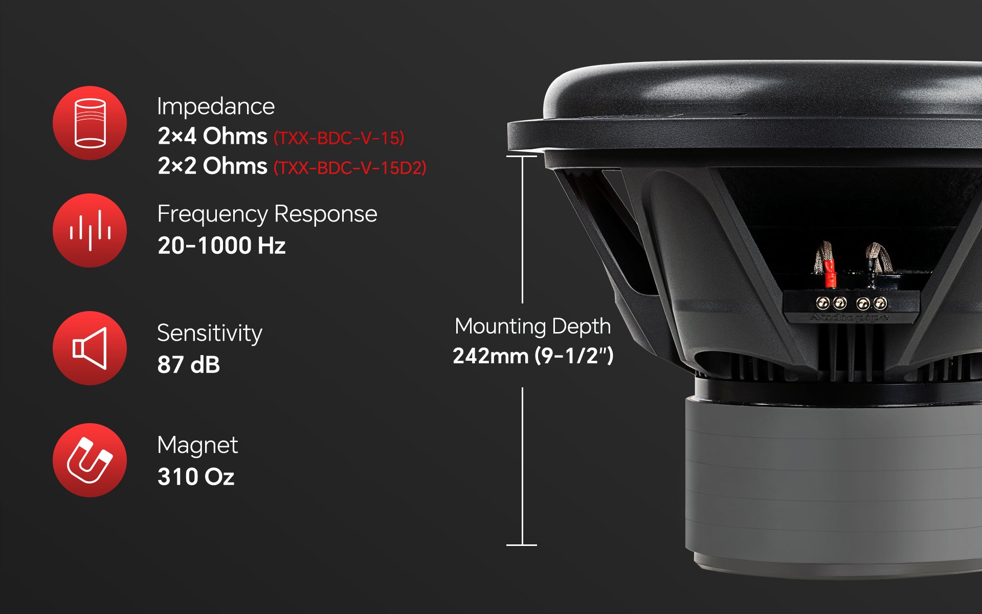 15" Quinta Stack Composite Cone Subwoofer (TXX-BDC-V-15)