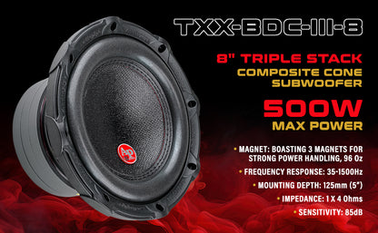 8" Triple Stack Composite Cone Subwoofer (TXX-BDC-III-8)