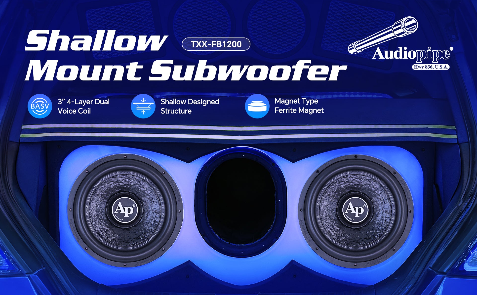 12" Shallow Mount Subwoofer (TXX-FB1200), Sold individually