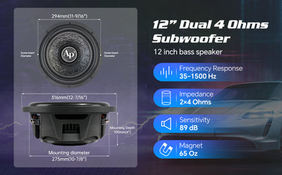 12" Shallow Mount Subwoofer (TXX-FB1200), Sold individually