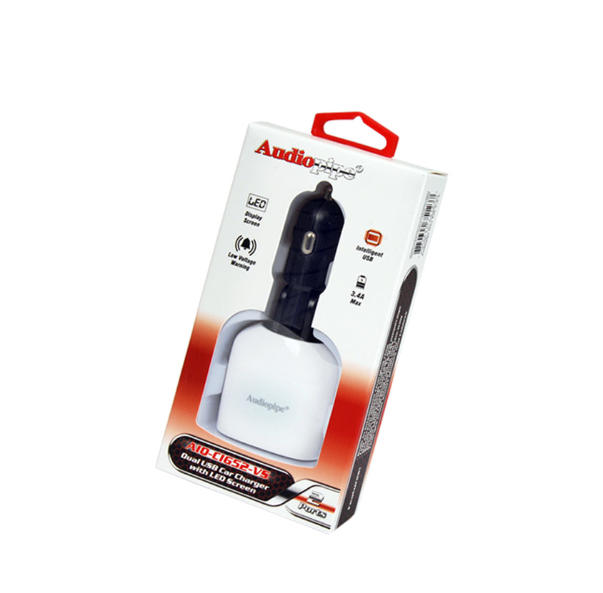 AIQ-CIG52-VS Dual USB Car Charger w/ LED Screen