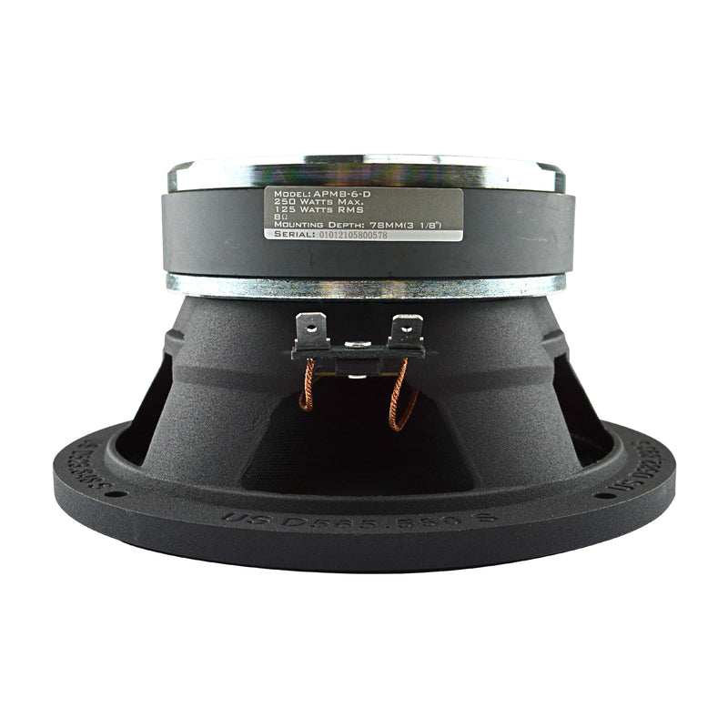AudioPipe APMB-6SB - Altavoz estéreo de 6 pulgadas, 250 vatios máximo, 125  RMS, controlador de rango medio de frecuencia baja/media de 8 ohmios