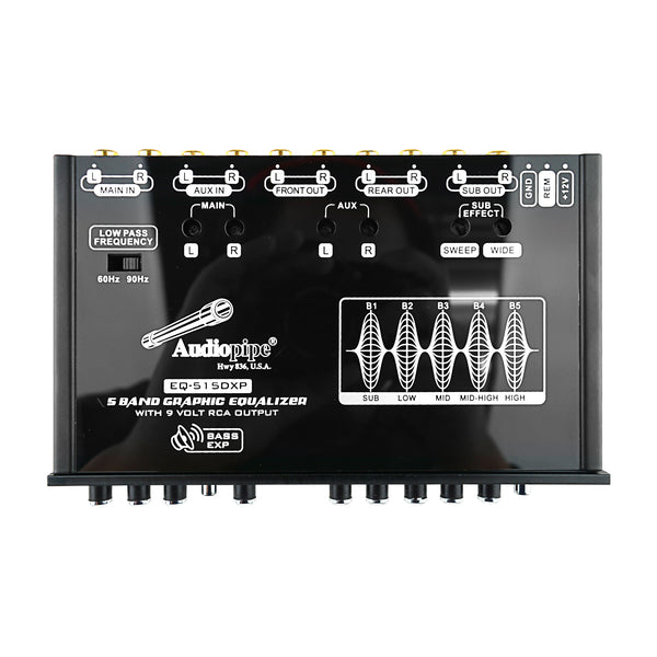 Audiopipe 5 Band Graphic Equalizer with 9 Volt RCA Output (EQ-515DXP)