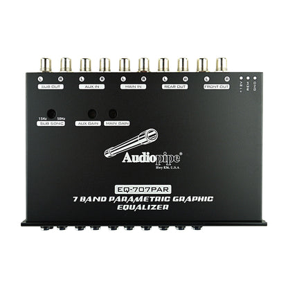 Audiopipe 7 Band Parametric Graphic Equalizer with 9V Line Driver (EQ-707PAR）