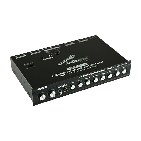 Audiopipe 7 Band Graphic Equalizer with Hi/Lo 9V Line Driver (EQ-710HL)
