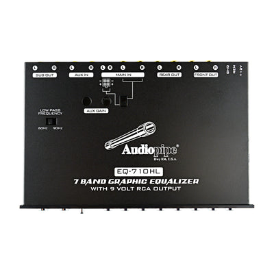 Audiopipe 7 Band Graphic Equalizer with Hi/Lo 9V Line Driver (EQ-710HL)